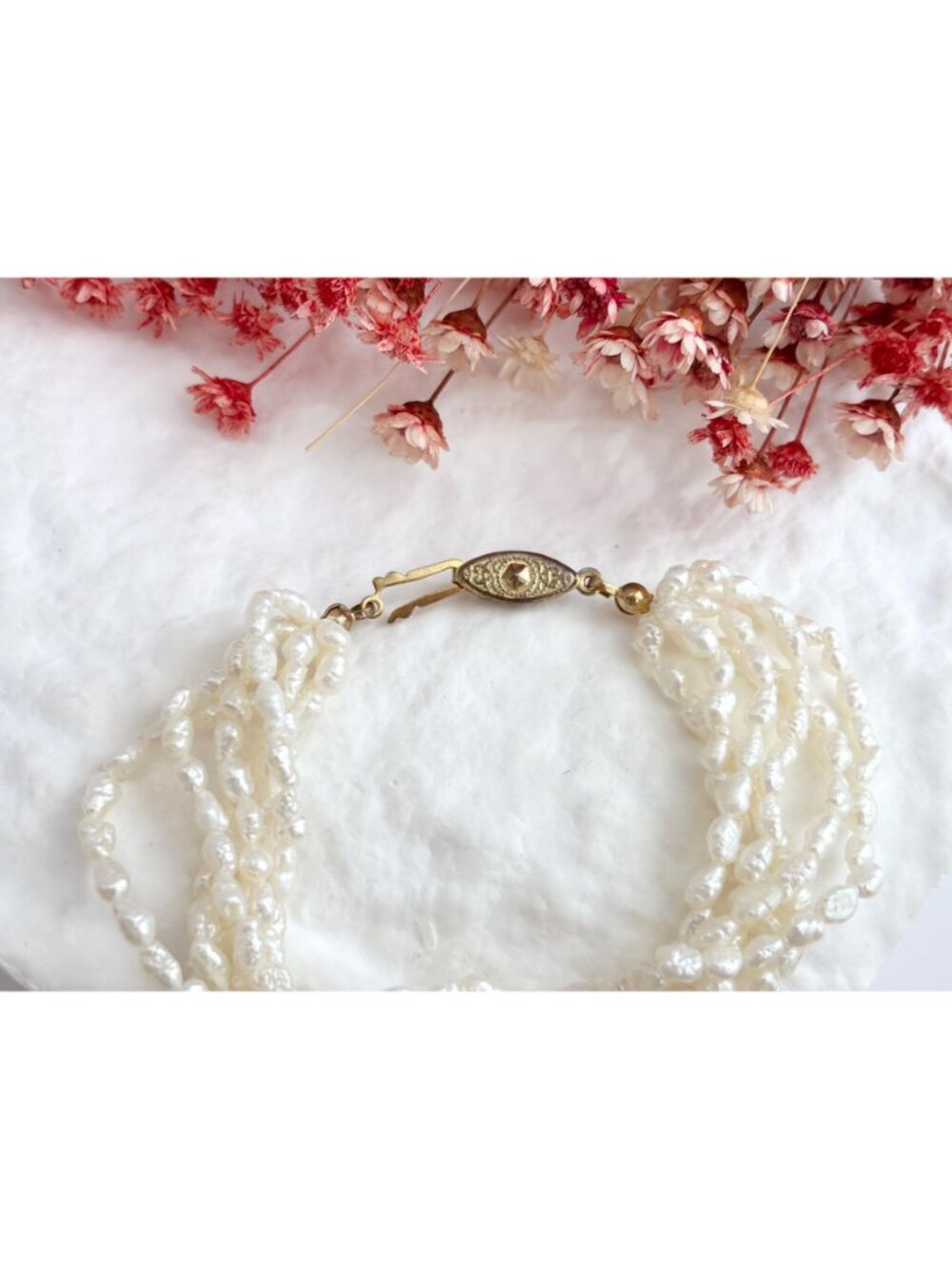 Multi Strand Genuine Rice Pearl Vintage Beaded 6 Strand Bracelet - 8" - Picture 16 of 16